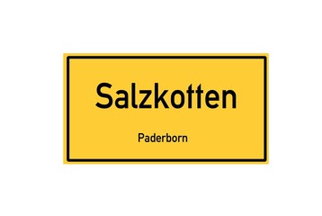 Isolated German city limit sign of Salzkotten located in Nordrhein-Westfalen