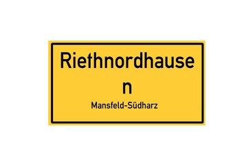 Isolated German city limit sign of Riethnordhausen located in Sachsen-Anhalt