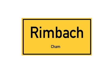 Isolated German city limit sign of Rimbach located in Bayern