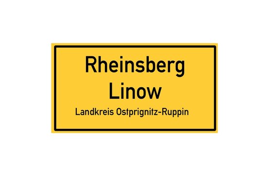 Isolated German city limit sign of Rheinsberg Linow located in Brandenburg