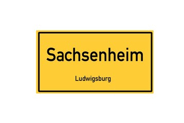 Isolated German city limit sign of Sachsenheim located in Baden-W�rttemberg