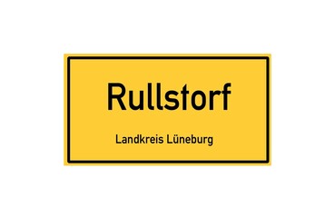 Isolated German city limit sign of Rullstorf located in Niedersachsen