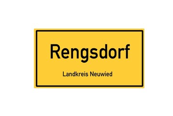 Isolated German city limit sign of Rengsdorf located in Rheinland-Pfalz