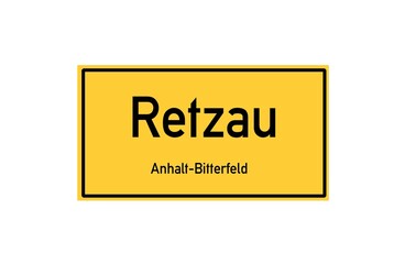 Isolated German city limit sign of Retzau located in Sachsen-Anhalt