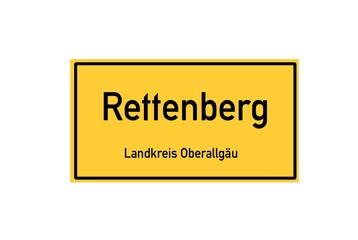 Isolated German city limit sign of Rettenberg located in Bayern