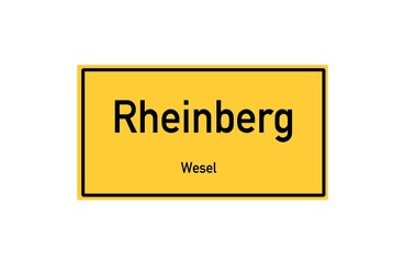 Isolated German city limit sign of Rheinberg located in Nordrhein-Westfalen