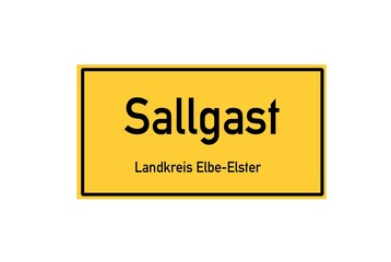 Isolated German city limit sign of Sallgast located in Brandenburg
