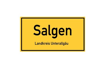 Isolated German city limit sign of Salgen located in Bayern