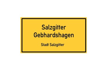 Isolated German city limit sign of Salzgitter Gebhardshagen located in Niedersachsen