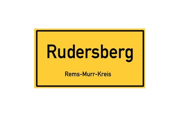 Isolated German city limit sign of Rudersberg located in Baden-W�rttemberg