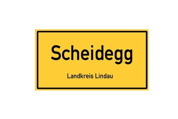 Isolated German city limit sign of Scheidegg located in Bayern