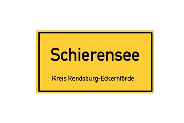 Isolated German city limit sign of Schierensee located in Schleswig-Holstein