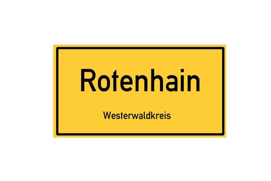 Isolated German city limit sign of Rotenhain located in Rheinland-Pfalz