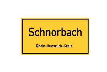 Isolated German city limit sign of Schnorbach located in Rheinland-Pfalz