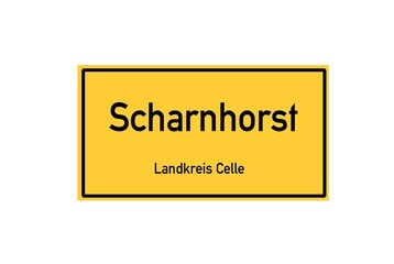 Isolated German city limit sign of Scharnhorst located in Niedersachsen