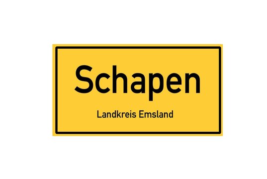 Isolated German city limit sign of Schapen located in Niedersachsen