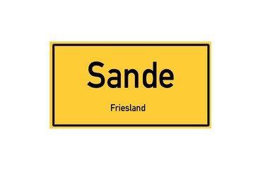 Isolated German city limit sign of Sande located in Niedersachsen