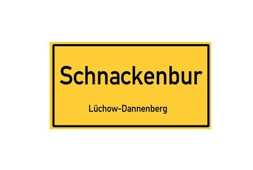 Isolated German city limit sign of Schnackenburg located in Niedersachsen