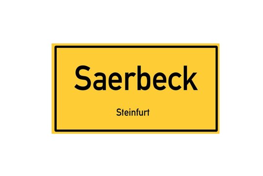 Isolated German city limit sign of Saerbeck located in Nordrhein-Westfalen