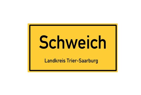 Isolated German city limit sign of Schweich located in Rheinland-Pfalz