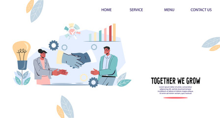 Startup or fundraising, attracting investments and partnership deal concept for website banner, flat vector illustration. Monetize and invest in idea, innovation and startup business project.