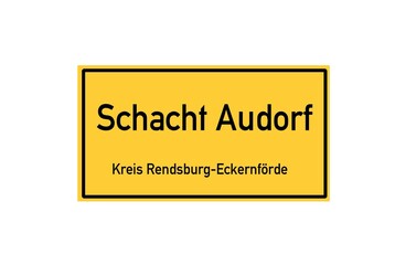 Isolated German city limit sign of Schacht Audorf located in Schleswig-Holstein