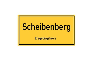 Isolated German city limit sign of Scheibenberg located in Sachsen