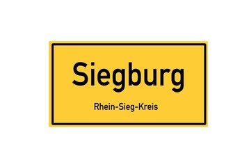 Isolated German city limit sign of Siegburg located in Nordrhein-Westfalen