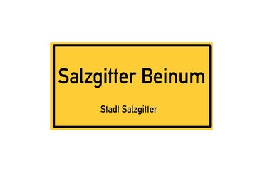 Isolated German city limit sign of Salzgitter Beinum located in Niedersachsen