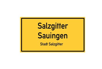 Isolated German city limit sign of Salzgitter Sauingen located in Niedersachsen
