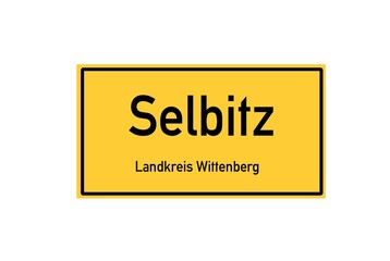 Isolated German city limit sign of Selbitz located in Sachsen-Anhalt