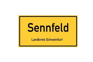 Isolated German city limit sign of Sennfeld located in Bayern