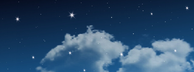 Naklejka na ściany i meble Night sky with clouds and many stars