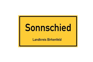 Isolated German city limit sign of Sonnschied located in Rheinland-Pfalz