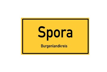 Isolated German city limit sign of Spora located in Sachsen-Anhalt