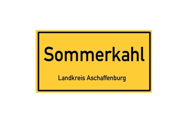 Isolated German city limit sign of Sommerkahl located in Bayern