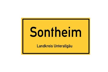 Isolated German city limit sign of Sontheim located in Bayern