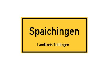 Isolated German city limit sign of Spaichingen located in Baden-W�rttemberg