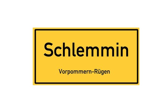 Isolated German city limit sign of Schlemmin located in Mecklenburg-Vorpommern