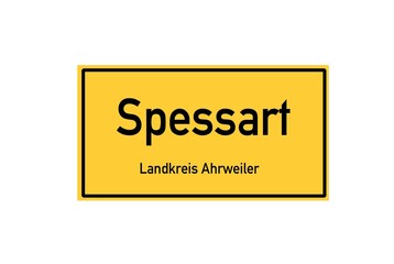 Isolated German city limit sign of Spessart located in Rheinland-Pfalz