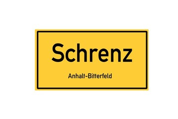 Isolated German city limit sign of Schrenz located in Sachsen-Anhalt