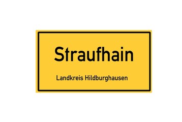 Isolated German city limit sign of Straufhain located in Th�ringen