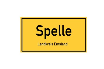 Isolated German city limit sign of Spelle located in Niedersachsen