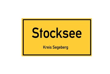 Isolated German city limit sign of Stocksee located in Schleswig-Holstein