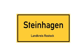 Isolated German city limit sign of Steinhagen located in Mecklenburg-Vorpommern