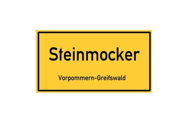 Isolated German city limit sign of Steinmocker located in Mecklenburg-Vorpommern