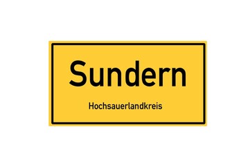 Isolated German city limit sign of Sundern located in Nordrhein-Westfalen