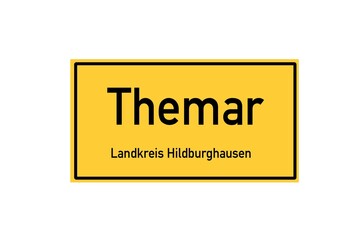 Isolated German city limit sign of Themar located in Th�ringen