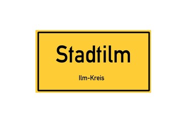 Isolated German city limit sign of Stadtilm located in Th�ringen