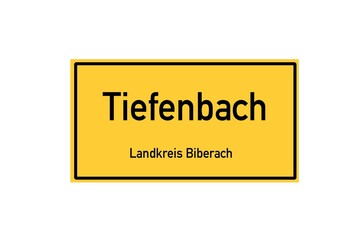 Isolated German city limit sign of Tiefenbach located in Baden-W�rttemberg